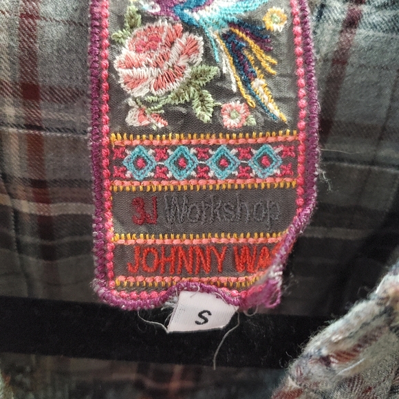 Johnny Was 3J Workshop Flannel Embroidered Tunic With Pearl Snap Buttons Size S - Picture 14 of 16